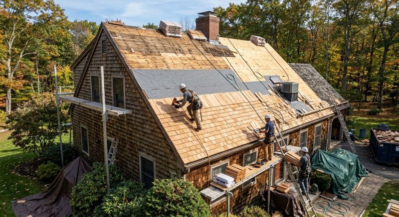 Wood Shingle Roof Replacement in Newport, RI